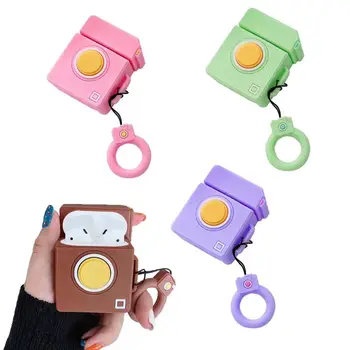 

Unique Stereo Camera Pattern Soft Silicone Protective Cover Shockproof Case Skin with Lanyard for Airpods 1/2 Charging Box Acces
