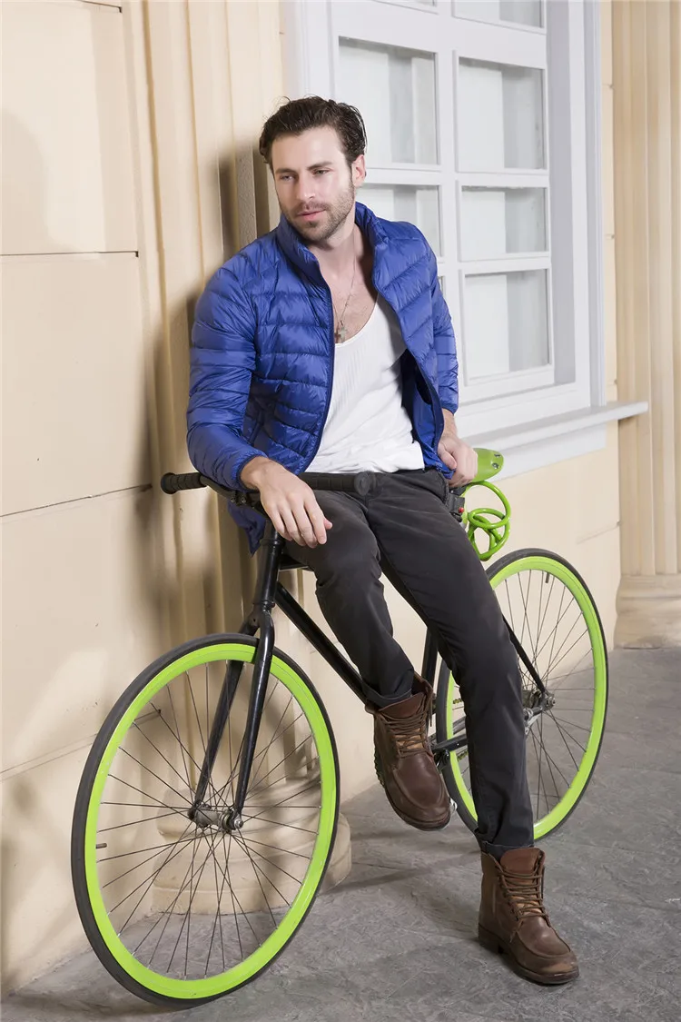 Men's Ultra Light Packable Down Jackets Hooded Slim Down Coats Man White Duck Down Padded Parkas Winter Puffer Jacket JK-634 puffer jacket with fur hood