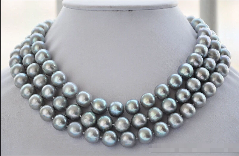 

z5879 AA++ lustre 50" 12mm ROUND GRAY FRESHWATER PEARL NECKLACE