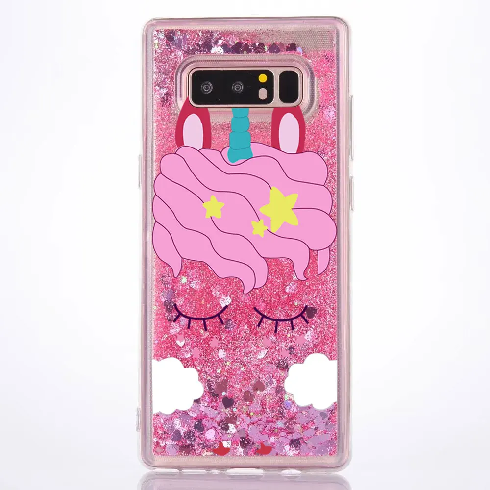 Жидкий чехол с единорогом для Samsung Galaxy S7 Edge S8 S9 Plus Note 8 A3 A5 A6 A7 A8 J2 J3 J5 J7 Prime 2016 2017 2018