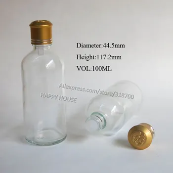 

360 x 100ml Clear Transparent Glass Essential Oil Bottle With Goid Aluminum Lids