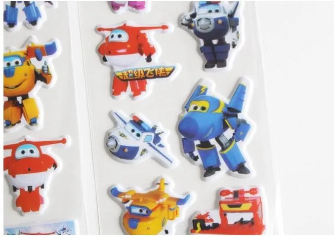 6 шт./компл. супер наклейки в виде крыльев для детей домашний декор на ноутбук с симпатичными машинками наклейка холодильник doodle игрушка Superwings 3D наклейки
