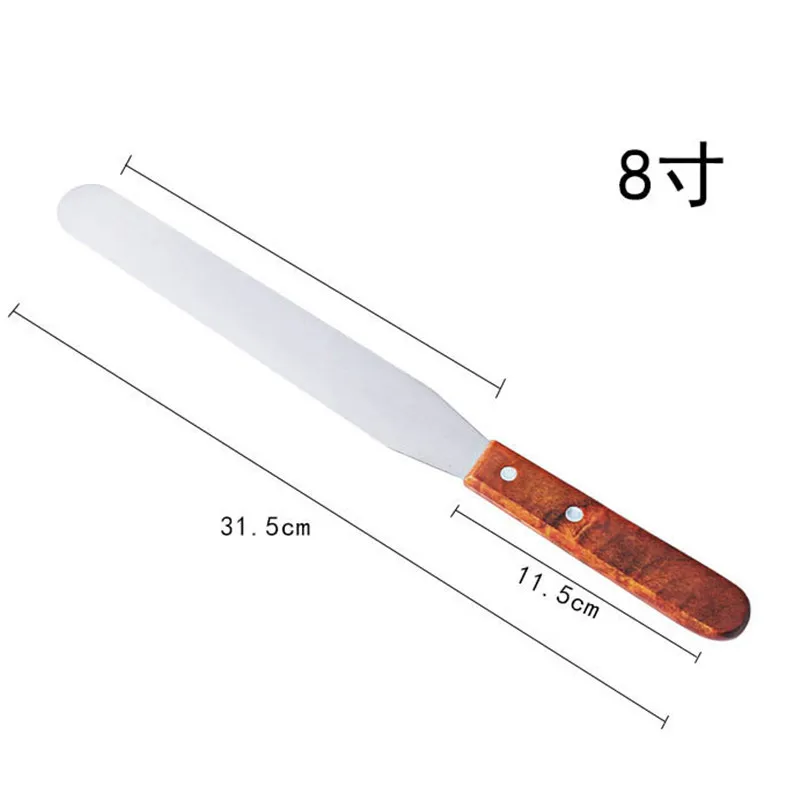 4/6/8/10 дюймов Нержавеющая сталь лопатка для торта масло кремовая глазурь Ножи гладкой Кухня печенье торт украшения инструменты - Цвет: 8inch