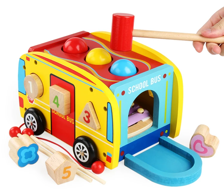 Деревянная игрушка, классические игрушки, шумовой маркер, музыкальная комбинированная игрушка, школьный автобус, настольная игра, подарки для детей