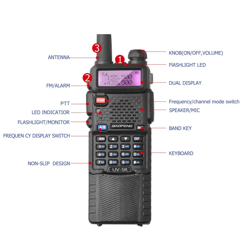 Baofeng UV-5R 3800 мАч 5 Вт портативная рация UHF400-520MHz VHF136-174MHz портативная двухсторонняя радио Ham UV5R CB радио UV 5R охотничье радио