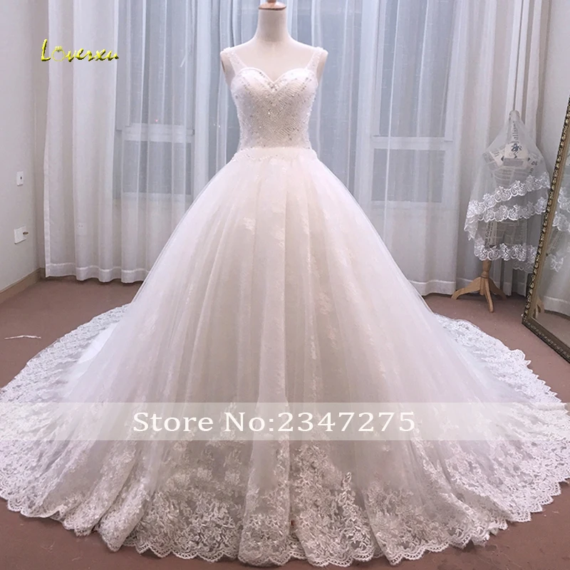 Loverxu Vestido De Noiva сексуальное вырез сердечком бисер А-силуэта свадебное платье Аппликации Кружева Часовня свадебное платье с длинным подолом плюс размер