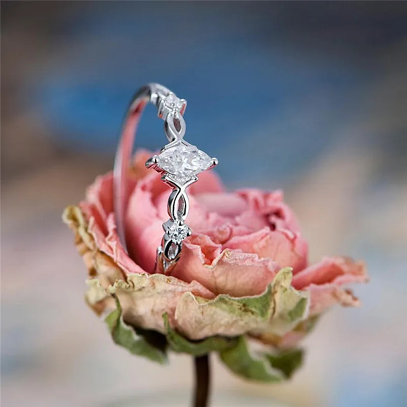 BOAKO простой кубический цирконий маленький камень тонкое кольцо Помолвочные кольца для женщин Boho модные ювелирные изделия свадебные женские подарки X7-M2