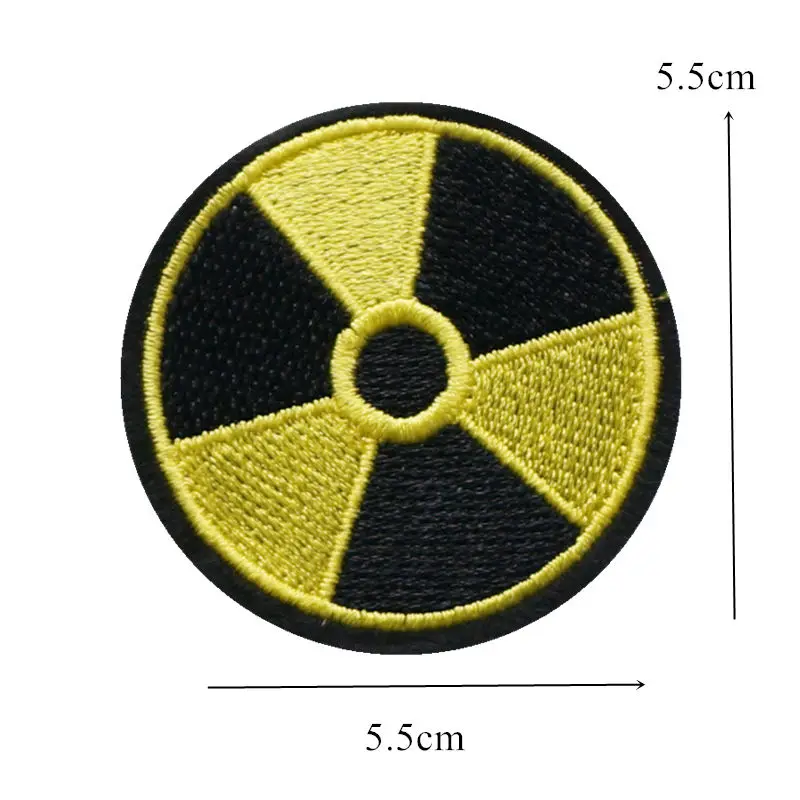 Вышитый патч радиоактивности пришить железо на желтый черный Вышивка Аппликации Значки для сумки джинсы шляпа футболка DIY Аппликации Ремесло