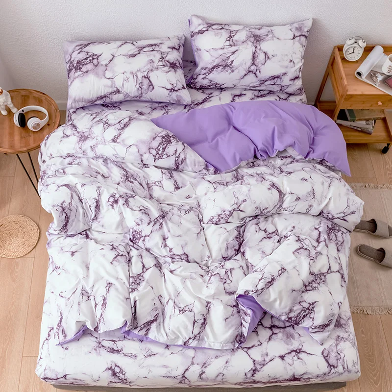 Yi chu xin Marbling duvet cover set with pillow case Modern design luxury bedding queen size blue/pink/black bed linen | Дом и сад