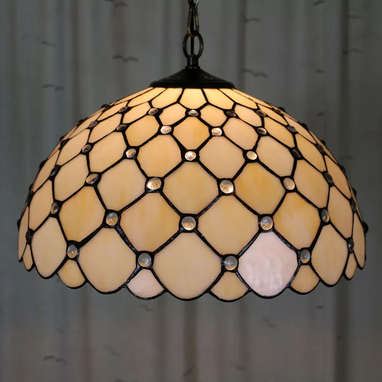 

16inch Bohemian Tiffany Lamps Color Suspended Luminaire E27 110-240v Chain Pendant Lights For Home Parlor Dining Room