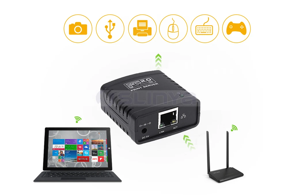 impressora de rede LAN Ethernet, Adaptador de