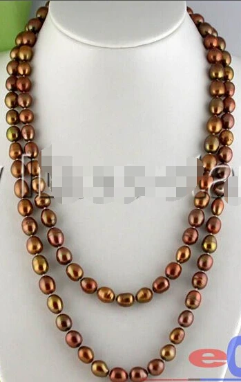 

LONE 48" 12MM RICE COFFEE CHOCOLATE FRESHWATER PEARL NECKLACE p546^^^@^Noble style Natural Fine jewe SHIPPING (C0309)