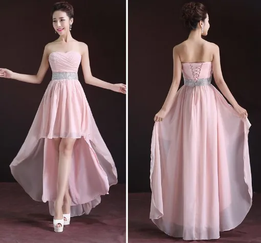 bajo alto vestidos graduación champagne beige rosa púrpura de la