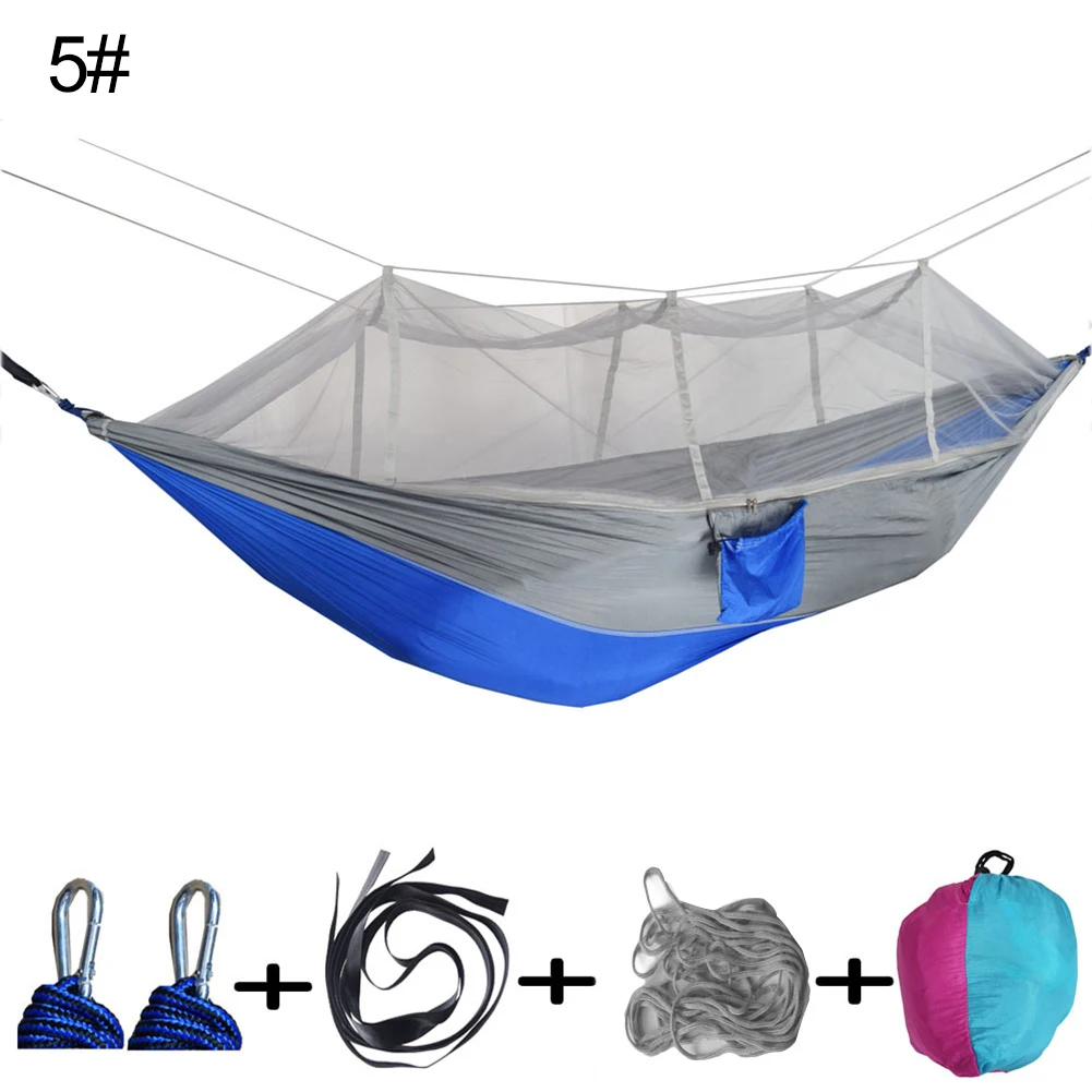 Наружный кемпинг Сверхлегкий портативный противомоскитная прочная москитная сетка парашют гамак палатка двойной человек Висячие качели