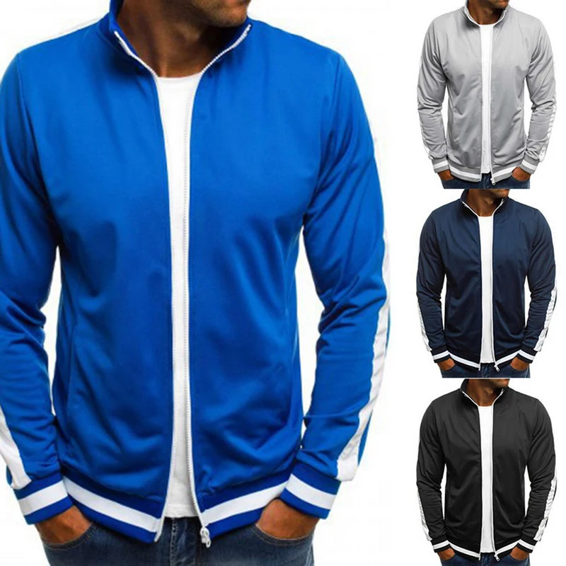 

Drop shipping OEAK Men Fashion Casual Elastic Bomber Baseball Solid Jackets Coats Autumn Basic Solid Color Cotton Baseball Shirt