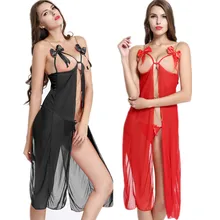 Женская одежда сексуальное женское белье шоу молоко длинные марли перспектива сексуальная ночная рубашка красные и черные слипы Intimates интимные изделия Комплект