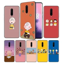 PEANUTS Pattern Soft Black Silicone Case Cover for OnePlus 6 6T 7 Pro 5G Ultra-thin TPU Phone Back Protective