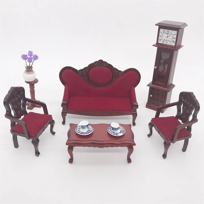 3 шт./компл. 1:12 миниатюрный деревянный стул мебель игрушка для кукол дом ролевые игры игрушки мини красный стул для девочек Дети
