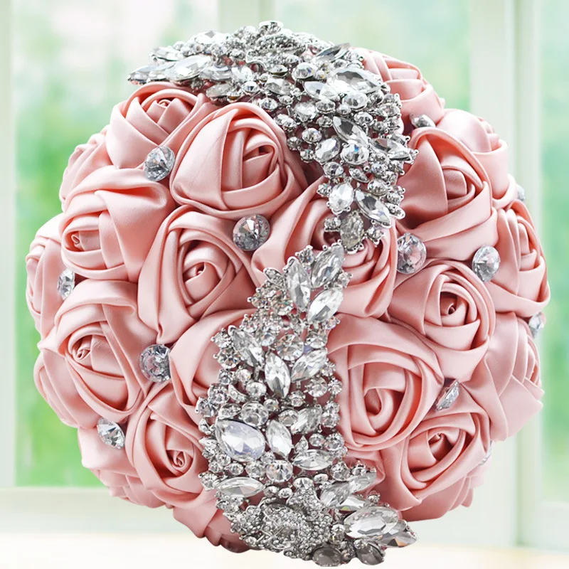 Свадебный букет Doragrace, свадебные украшения, кристаллы, искусственный цветок, подружка невесты, ручная брошь, цветы