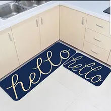 2 шт. кухонные подстилки И КОВРИКИ НАБОР Забавный привет слово темно-синий домашний декор Нескользящие спальни Коврики Дверные для гостинной