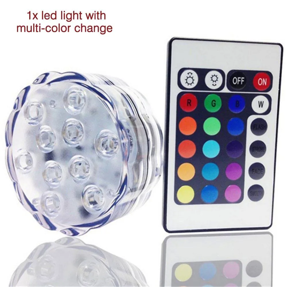 

10 LED Pool Light Submersible Waterproof Party Vase Base Light Bright Multicolor Lamp Blub Remote Control for Wedding Decoration