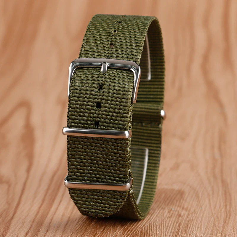 

Army Green 22mm Watchband Fabric Nylon Canvas Wristwatch Band Strap Stainless Steel Pin Buckle Replacement + 2 Spring Bars