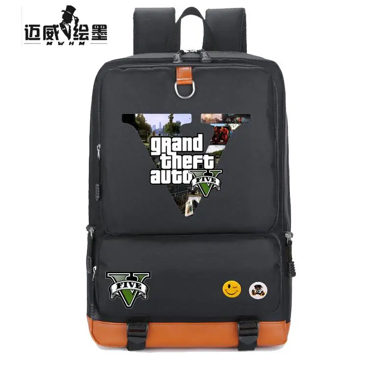 

NEW HOT-sale GTA5 GTA PC Games backpack printing canvas men schoolbag Anime Surrounding women shoulder travel bag Teenagers bag