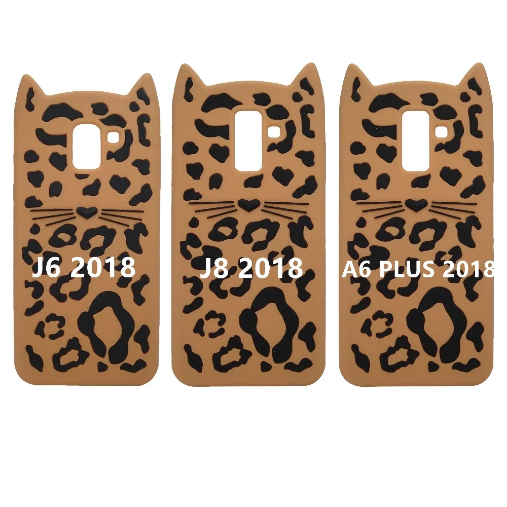

Case 3D Cartoon Leopard cat Silicon Case Back Cover For Samsung Galaxy J6 2018 EU SM-J600F Cover J8 2018 Case A6 PLUS 2018