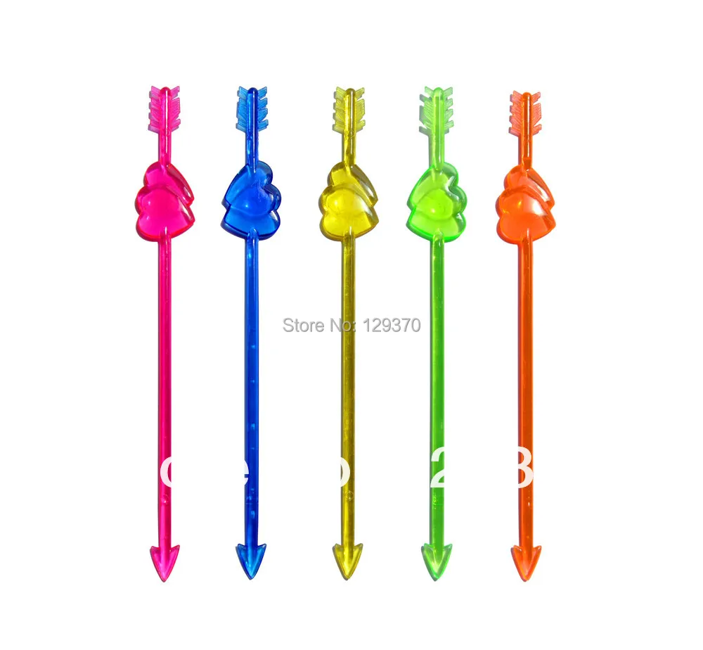 50PCS/LOT The ARROW SHAPED Cocktail Swizzle Sticks Plastic Fruit Forks