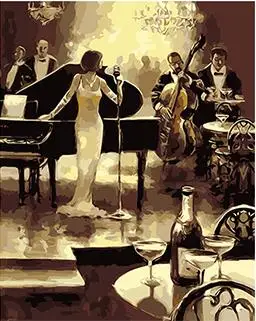 

MaHuaf-X887 Europe Bar show painting DIY oil painting by numbers on canvas hand painted picture 40x50cm Framed for home decor
