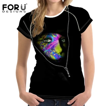 

FORUDESIGNS High Quality Summer Cotton Tumblr T Shirt Women 3D Print Casual Short Sleeve Harajuku Black Tshirt Female T-Shirt