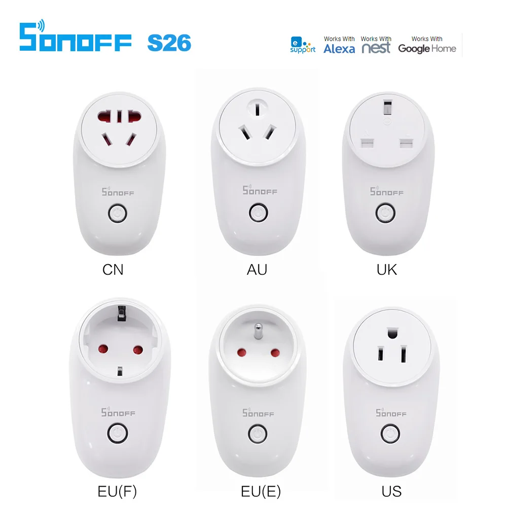 Sonoff S26 Wi Fi умная розетка US/UK/CN/AU/EU Беспроводной Plug Мощность розетки умный дом