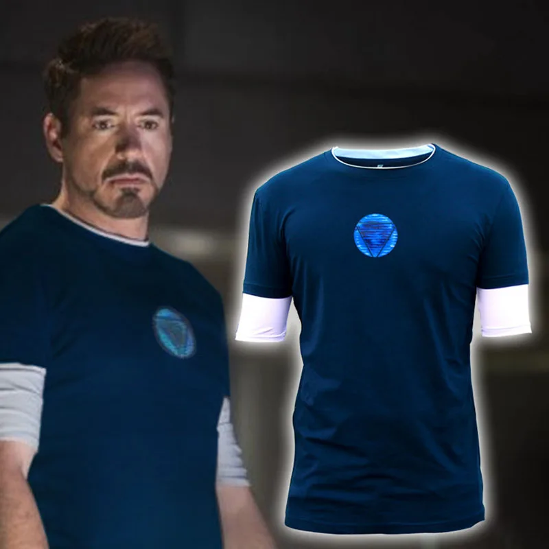 Железный человек 3 Топ костюмы для косплея 2019 Новый боевой костюм Тони Старк Ironman футболка с коротким рукавом рубашка по мотивам фильма Tee