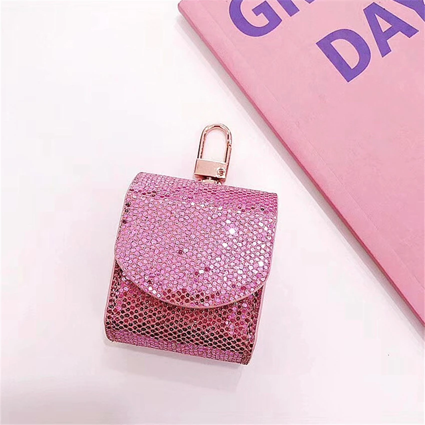 PINK LIPS Sequin Bling Case Earphones For Apple Airpods Bluetooth Wireless Earphone Protective Skin Cover For AirPods Ear Bag (4)_