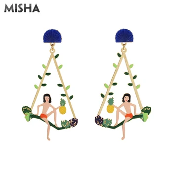 

MISHA Trendy Earrings For Women Eardrop Cute Forest Kids Design Handmade Enamel Glazed Jewelry For Girl Ladies Earring Set L1014
