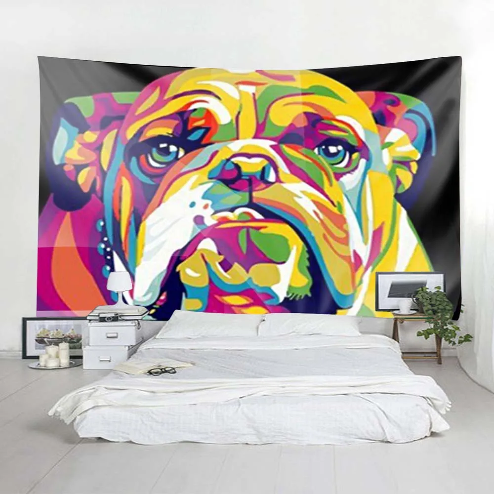 Творческий прохладный мопса цвет рисунок собаки животных Настенный полиэстер Гобелены гостиная украшение домашнего декора