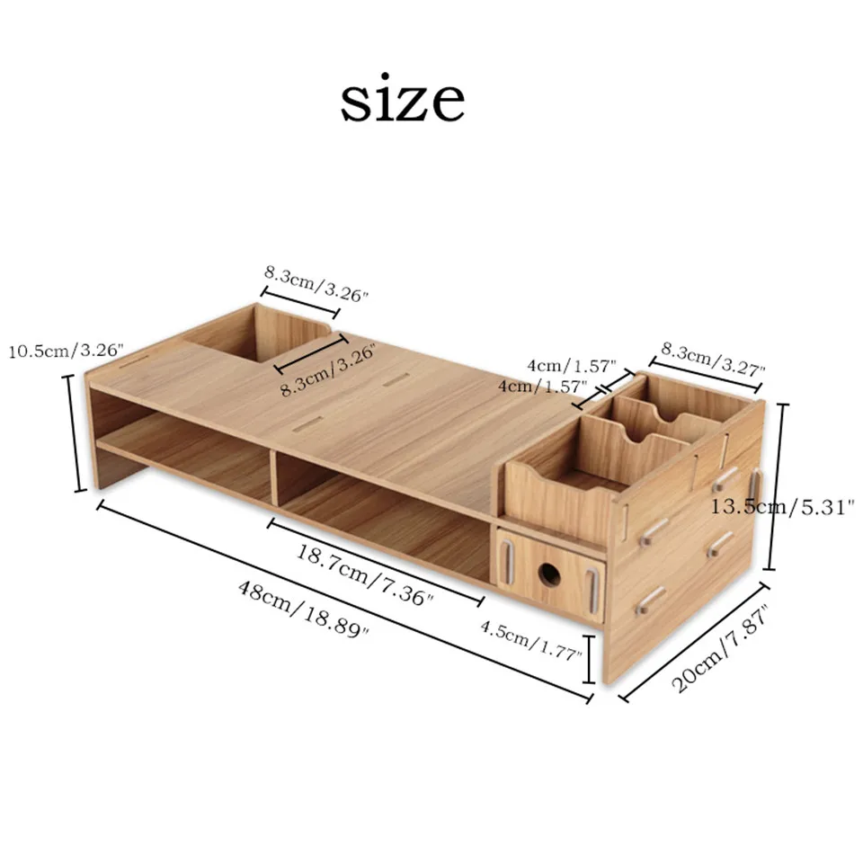 Suporte de Tela do Computador Prateleira de Madeira Suporte de Mesa para Notebook Multi-função Desktop Monitor Riser Plinth Forte Portátil tv 3 High Quality Material escolar e de escritório