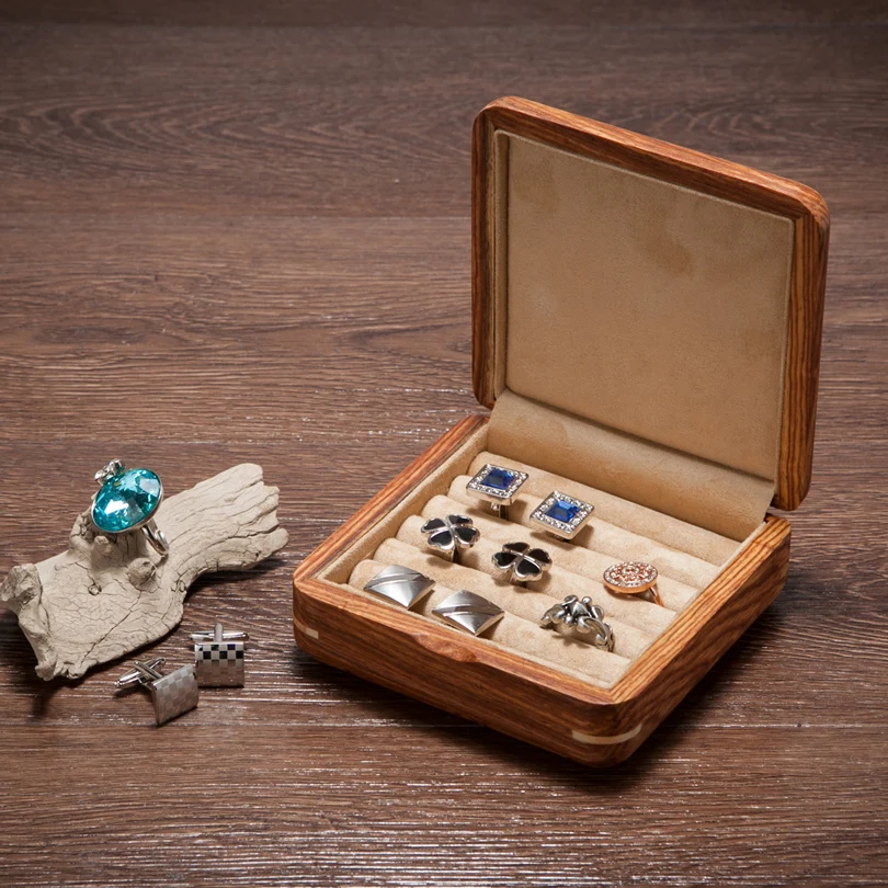 Путешествия деревянные украшения чехол для упаковки портативный обручальное кольцо серьги-гвоздики запонки Органайзер держатель для женщин для мужчин дисплей коробка подарок