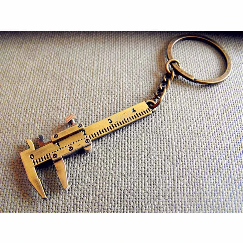 Ruler Pendant Measuring Caliper Vernier Key Ring Protractor Key Chain