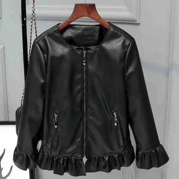 

Women Faux Leather Jackets With Butterfly Sleeve European Appear Brand Clothing Women Faux Leather Suede Jackets For Women C836