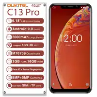 OUKITEL C13 Pro 5G/2.4G WIFI 6.18" 19:9 Android 9.0 MT6739 Quad Core 2GB 16GB Fingerprint 4G LTE Smartphone Face ID Mobile Phone
