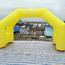Воздуходувка четыре ноги надувная желтая Арка с запуском и отделкой баннер, наклейка с логотипом с свободно стоящим