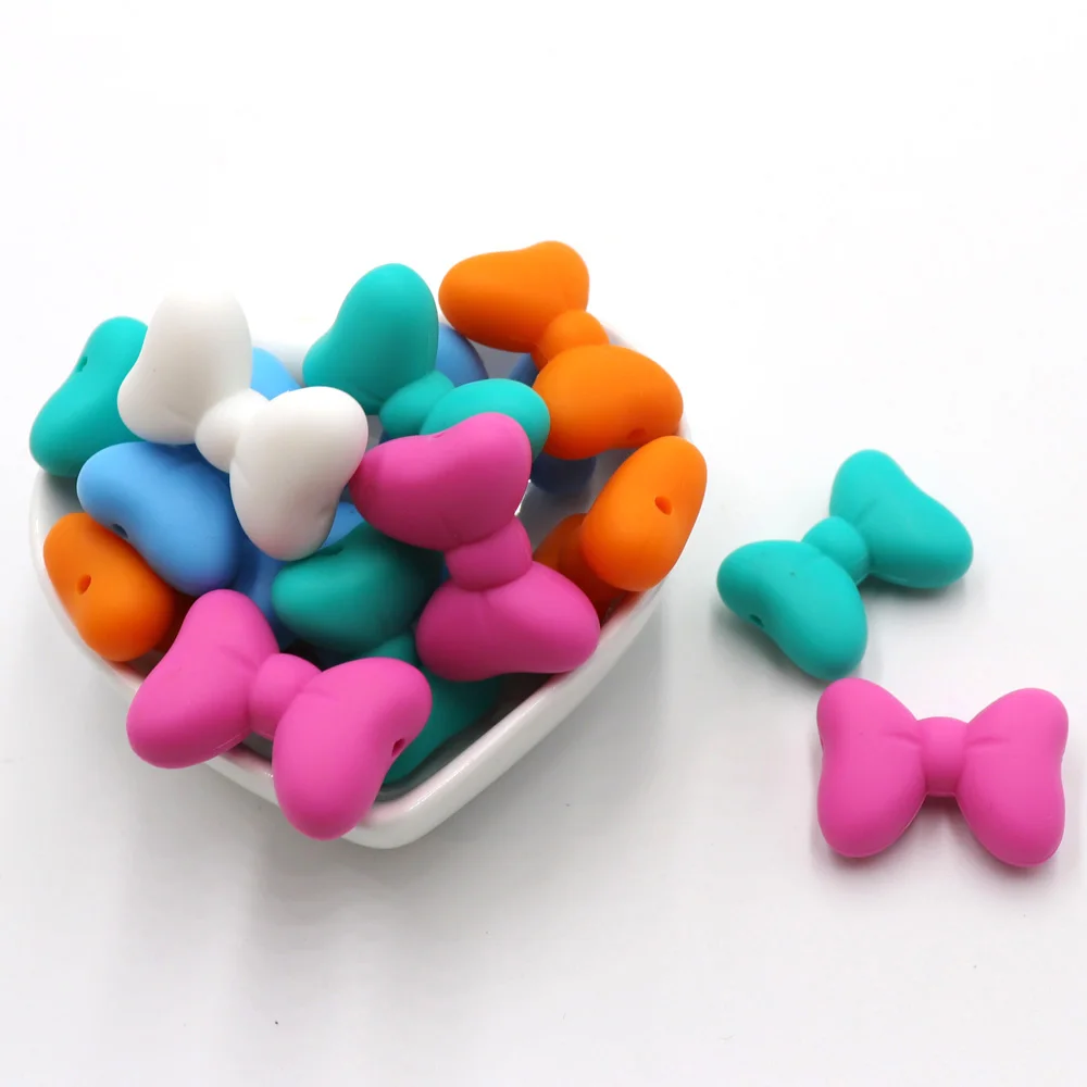 TYRY.HU 100Pcs/Lot Tie Shaped Silicone Beads Teething Baby Teether