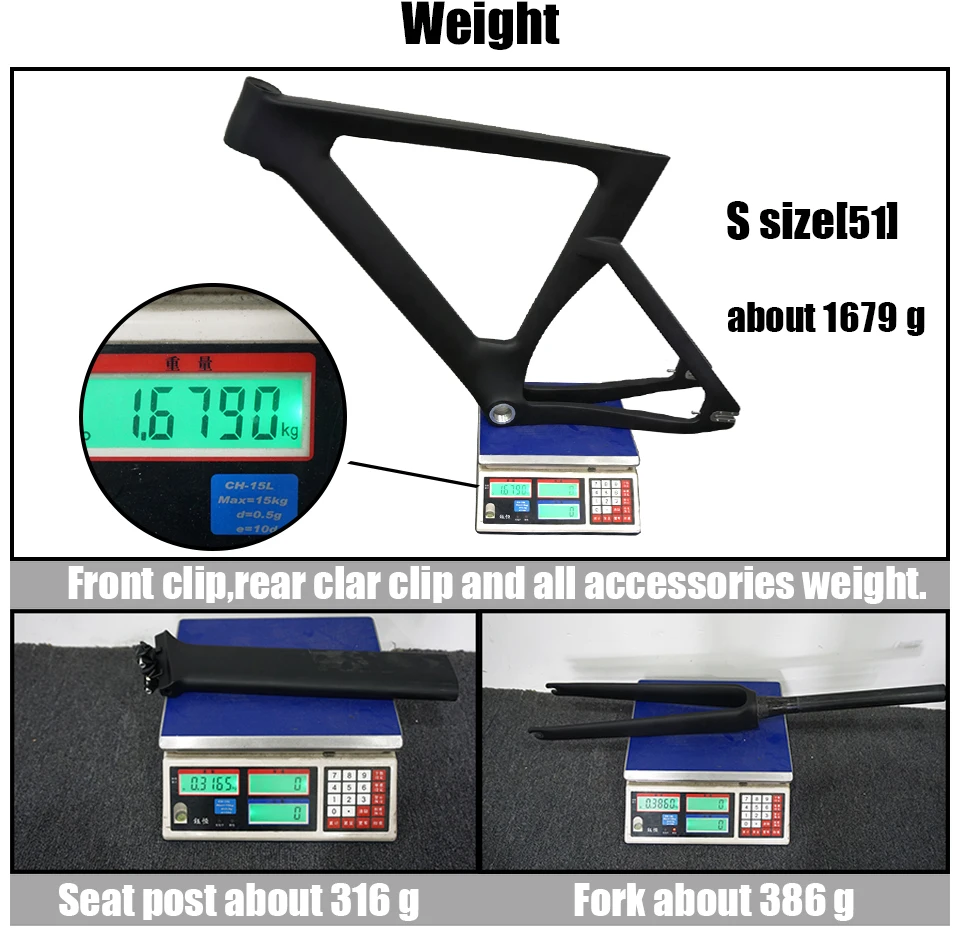 Sale 2018 Carbon Track Frame Carbon Fiber Fixed Gear bike frame Carbon Racing Tracking bike Frameset 49/51/54cm with fork seatpost 10