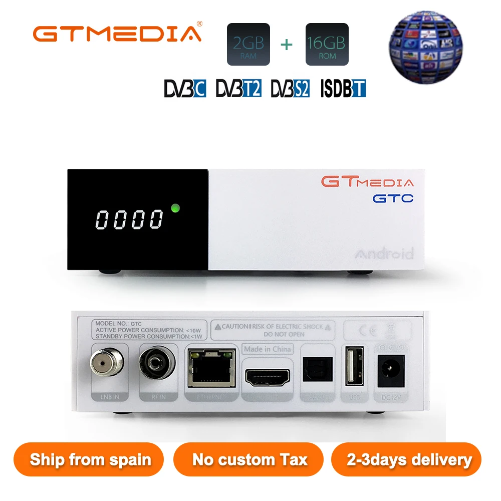 FREESAT GTMedia GTC спутниковый ТВ приемник DVB-S2/C/T2/ISDB-T Android 6,0 Смарт ТВ Box Amlogic S905D, 2 Гб оперативной памяти, 16 Гб встроенной памяти, IPTV Set-top Box