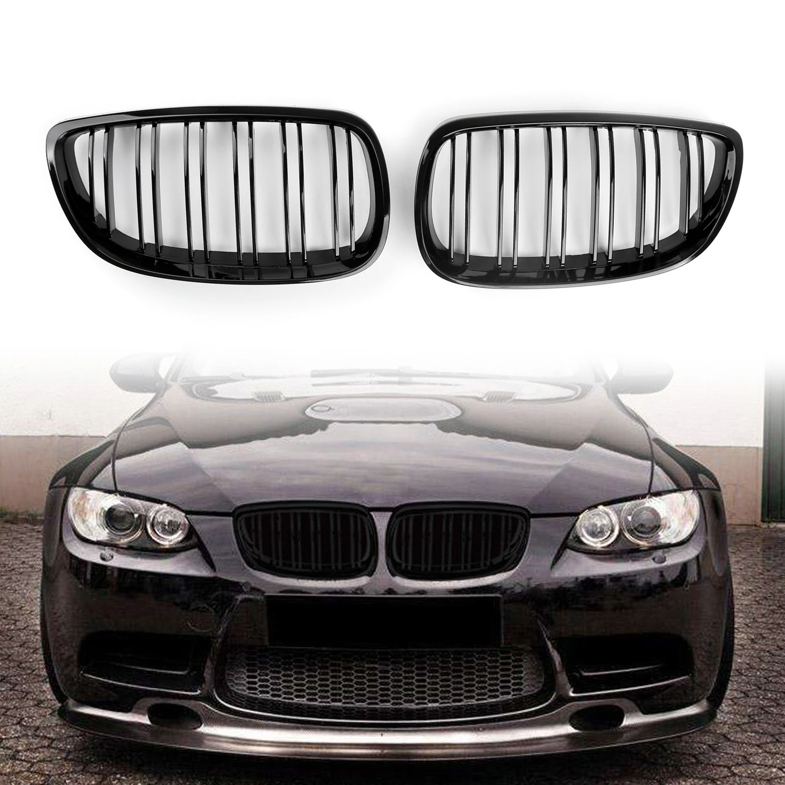 Areyourshop 2 пары углеродный Глянец MBlack Look Передняя решетка решетки для BMW 2007-2010 E92 E93 328i 335i передняя решетка автомобиля запчасти