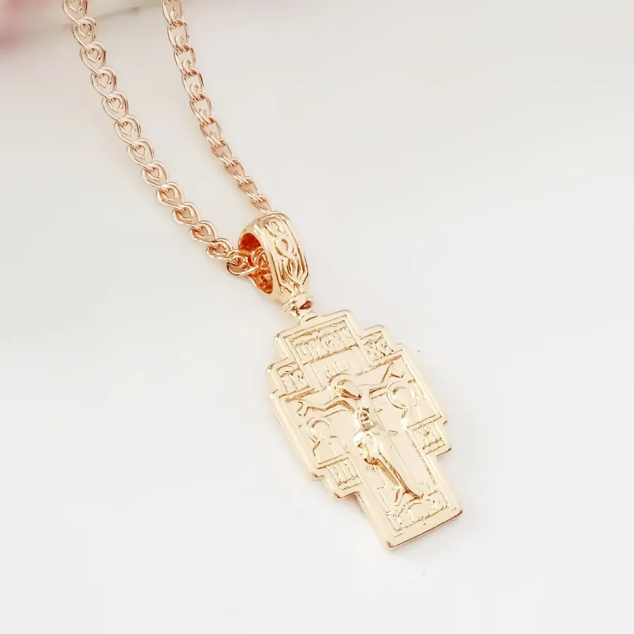 

2019 New Pendant Time-limited Metal Copper Classic Jewelry Russian Traditional 585 Rose Gold Color Orthodox Pendant