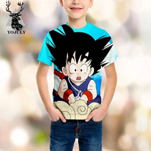 YOJULY/Детская Повседневная футболка с 3D принтом аниме, драконий жемчуг, каваи, Гоку летняя футболка одежда для мальчиков и девочек C26