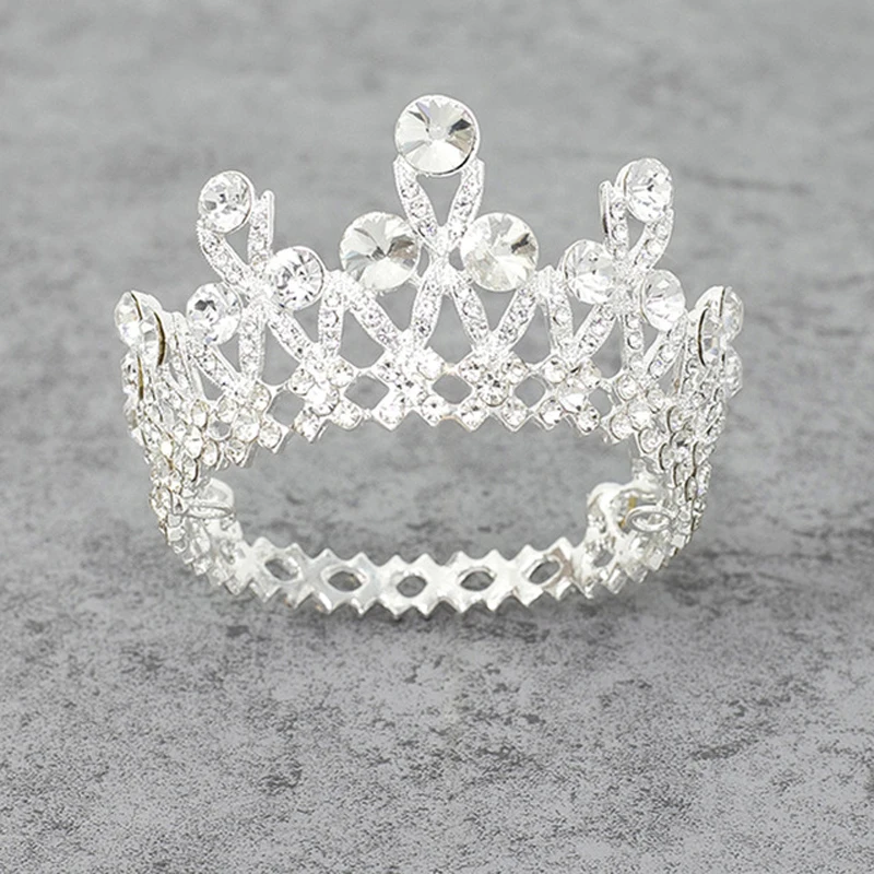 

Luxury Fashion Silver Wedding Small Round Crown Bridal Baroque Queen Hair Jewelry Women Rhinestone Tiara Crown Hair Accessories