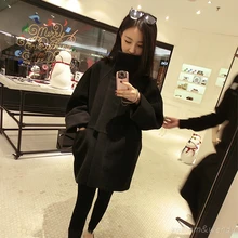 Woman Thicken Long Bat Sleeve Palto Woolen Maxi Down Coat Autumn Long Warm Jacket Manteau Femmee Korean Cloak Winter Windbreaker